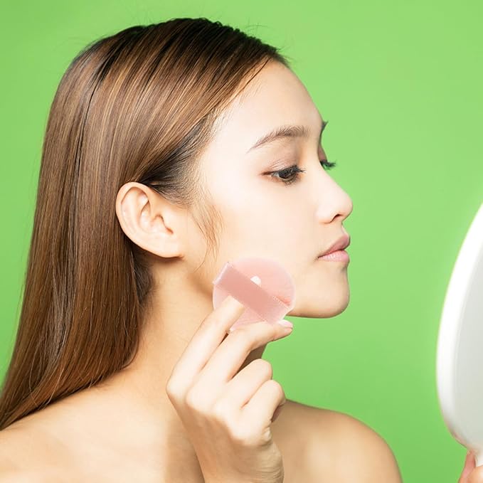 2Pcs Mini Loose Powder Box with Mirror - Travel Cosmetic Case with Dual Puff (3g & 5g) for Body and Face Powder, Pink