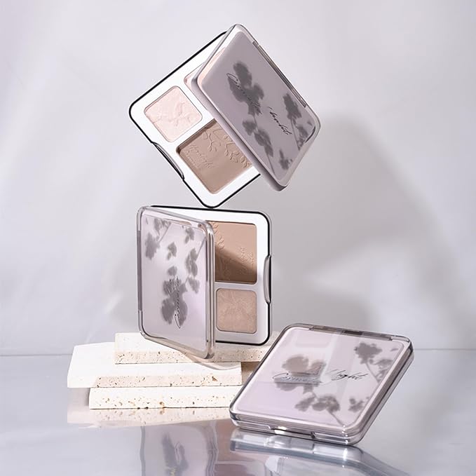 Erinde Contour Highlighter Face Sculpting Palette with Mirror, Shimmer Matte Finish, Long-lasting Smooth Pressed Powder Makeup for Cool Toned Skin, 01 Cool Brown contour