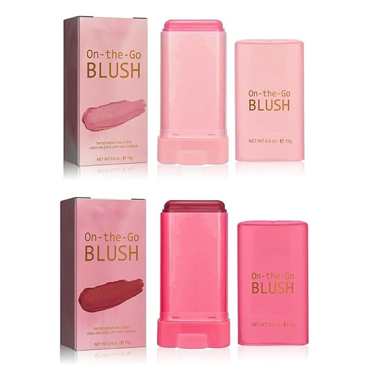 Liquid Blush Stick - Cream Blusher for Natural, Waterproof, Long-Lasting Makeup - On-The-Go Brushes for Cheeks - Suitable for All Skin Types (2PC)