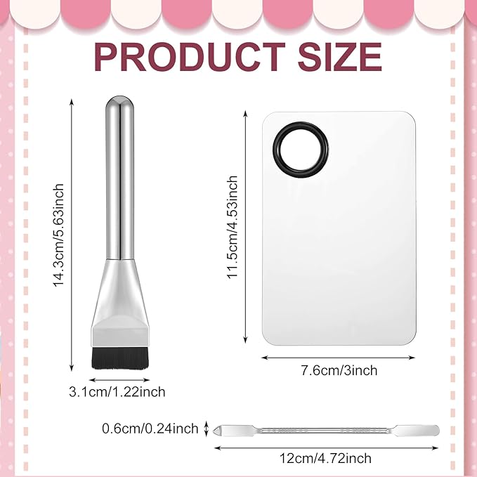 3Pcs Make up Spatula Set, Makeup Mixing Palette Tray & Foundation Spatula & Brush, Make up Accessories Set for Women Girl Korean Makeup Facial Cosmetic Nail Art Tool