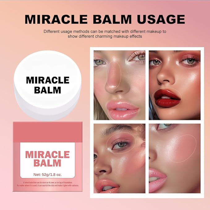 Miracle Balm, Blush for Cheeks, Lips, Eyelids, Face, Blush Balm Face Makeup, Moisturizing Facial Tint for Radiant Skin (1, Pink Camellia, Large)