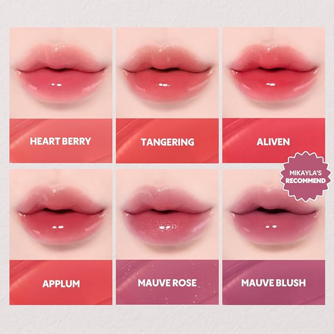 TIRTIR [*Mini Size Waterism Tinted Lip Gloss #07 Cassis Plum, 0.06 Fl Oz – Kiss Ready Lipgloss, 12H Long Lasting Non Sticky Natural Tinted Glow Korean Multiuse Cheek and Lip Tint for Women gift