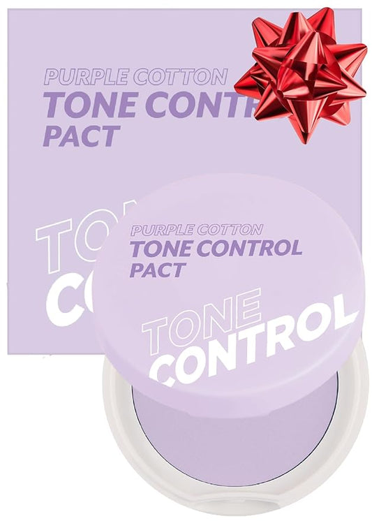 I'M MEME Compact - Purple Cotton Tone Control Pact 0.33 Oz + NOONI Korean Facial Clenaser - Snowflake Whipping Cleanser 5.07 Fl Oz Bundle