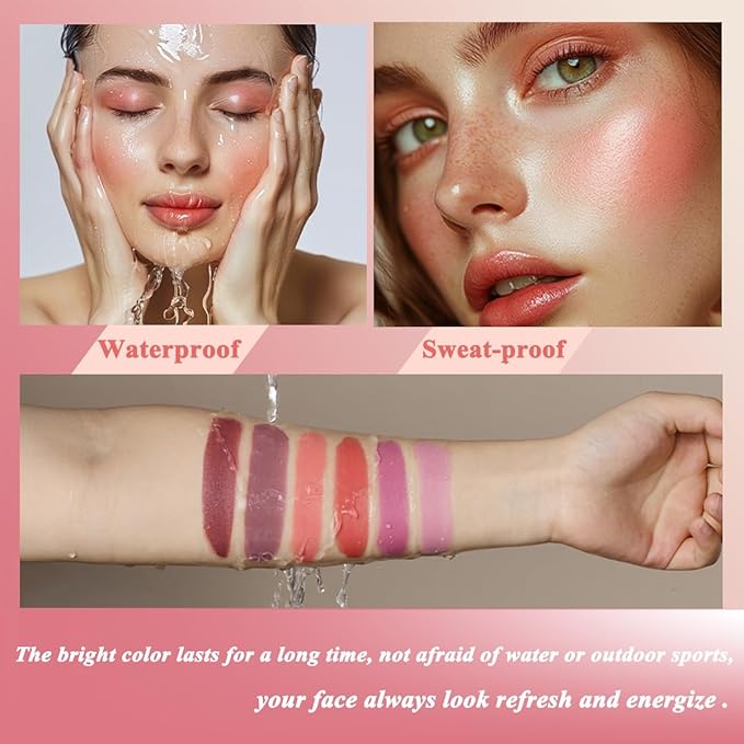 Cream Blush stick, Natural-Looking Matte Finish Makeup Blush stick, Hydrating Long Lasting Lightweight Blendable Blush for cheeks (#3 Bright Coral, 1 PC)