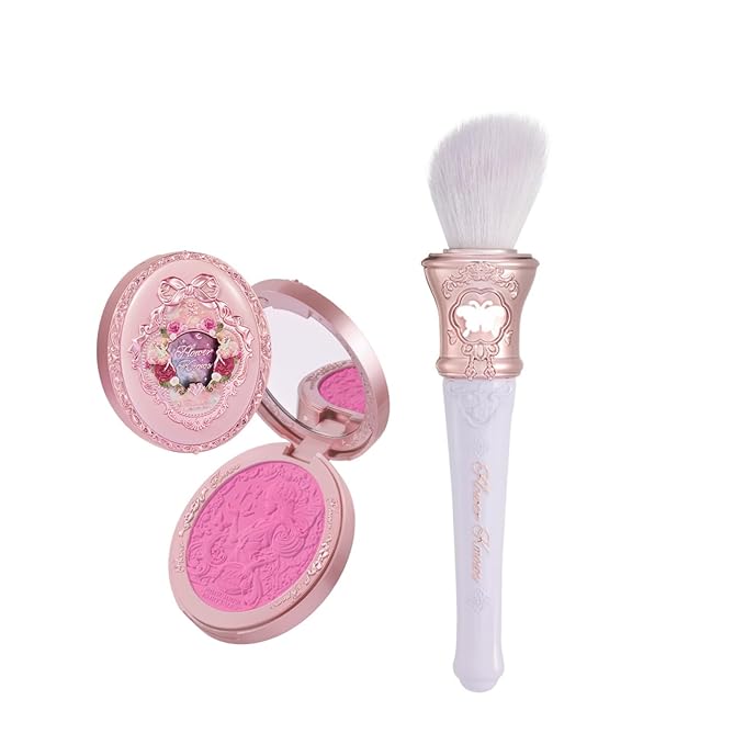 Flower Knows Midsummer Fairytales Embossed Blush 02 Dreaming Butterfly+Butterfly Cloud Collar Angled Powder Brush Frosty Wisteria