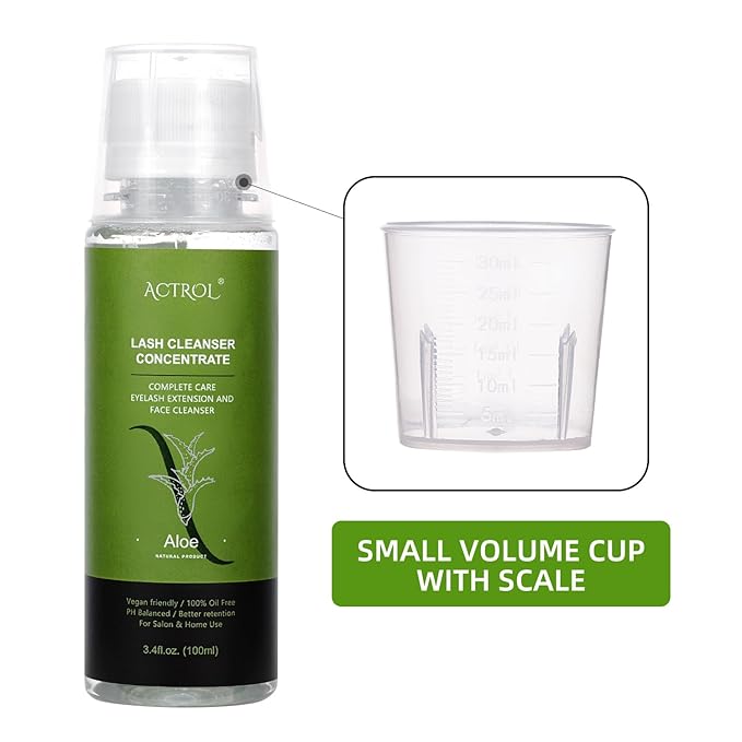 Eyelash Shampoo Concentrate 100ml Lash Extensions Cleanser Concentrate Aloe Foaming Shampoo DIY Paraben & Sulfate Free Wash for Extensions Lashes with Salon Home Care-Makes