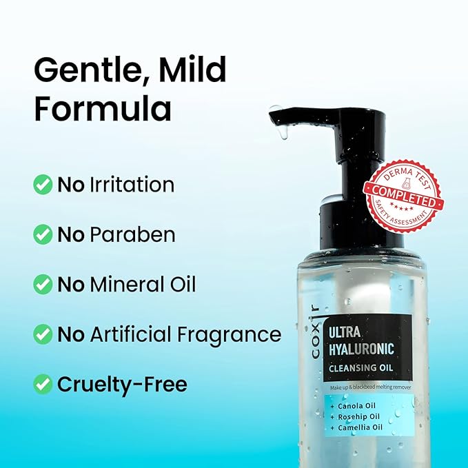 coxir ULTRA HYALURONIC CLEANSING OIL 1.69 fl.oz + GREENTEA PH CLEAR FOAM CLEANSER 1.01 fl.oz l for Double cleansing, Hydrating, Smoothing, Calming, Moisturizing, Hyaluronic Acid, Korean Skin Care