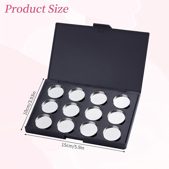 NICENEEDED Empty Eyeshadow Palette, 12 Grids Blush Pallet Makeup Palette, Eyeshadow Palette Storage Box Refillable Cosmetic Sample Storage Case DIY Travel Makeup Organizer for Blusher
