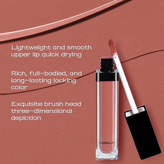 Lip Set, Lip Stain Long Lasting Waterproof, Lightweight, Non-sticky, High Shine Finish, Super Natural #10