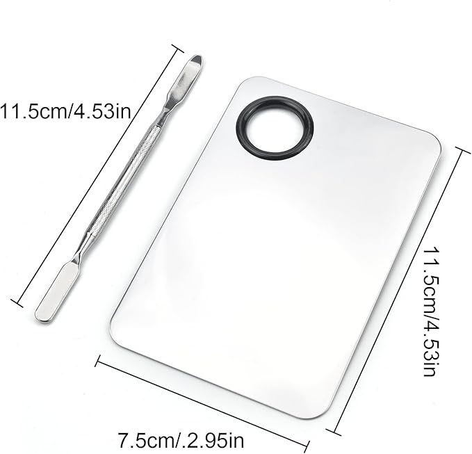 Makeup Mixing Palette, Stainless Steel Makeup Palette, Professional Cosmetic Mixing Makeup Palette Spatula Makeup Artist Tool