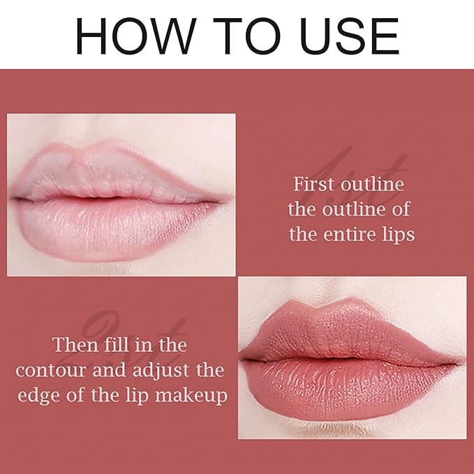 Lip Liner Pencil, Long Lasting Waterproof Creamy Lip Liner Pencil with Sharppens, Non-Fade, Non-Dry, High Pigmented, UP TO 12 HOURS, Professional Lip Makeup Matte Lip Liner Pencil for Women (06# FALL INTO)