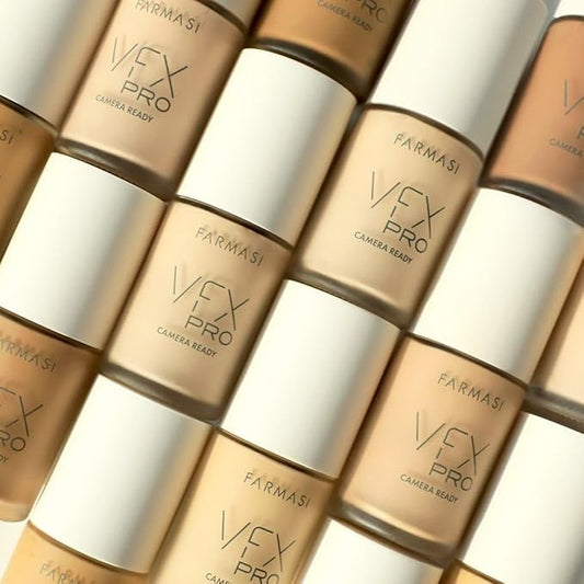 FARMASi Vfx Pro Foundation, Full Coverage Liquid Cream, Lightweight Long Lasting Coverage, Breathable Skin Moisturizer with Color True Matte Blending, Face Makeup, 1 fl. oz / 30 ml - Cappucino N13