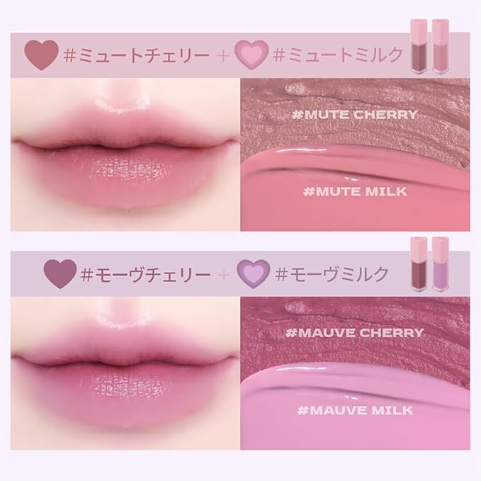 Milk Heart Tint Lip & Cheek Stain, Soft Matte, Velvet Finish Lip Color, Creamy Korean Lip Tint for Natural & Vibrant Lips (02 Strawberry Milk, 1 Count)