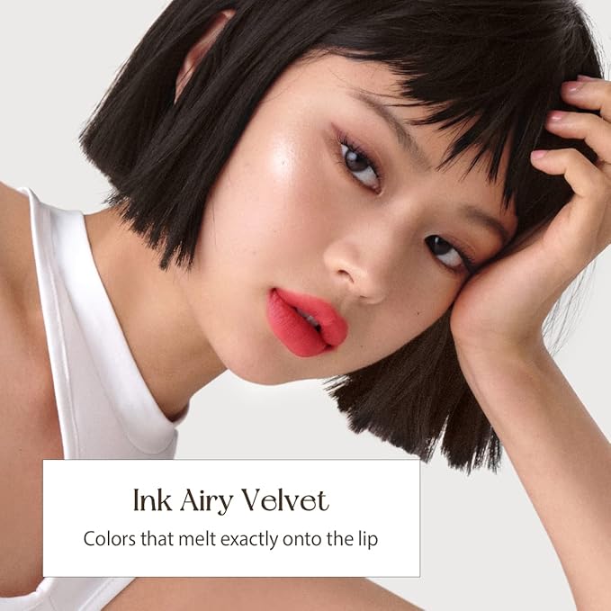 Peripera Ink Airy Velvet Lip Tint | High-Pigmentation, Lightweight, Soft, Moisturizing, Not Animal Tested | Pretty Orange Pink (#08), 0.14 fl oz