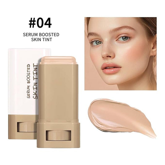 Foundation Stick Beauty Balm Serum Boosted Skin Tint, Solid Tinted Moisturizing Serum Contour Stick Foundation Face Stick for Women, Natural Finish Makeup