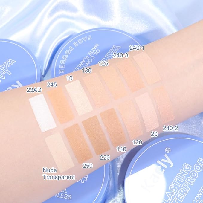 Kaely Pressed Face Powder Compact, Oil Control Flawless Makeup Setting Powder, Perfection Matte Compact Powder Foundation, polvo compacto de maquillaje, Lightweight Waterproof, 02 Natural Beige