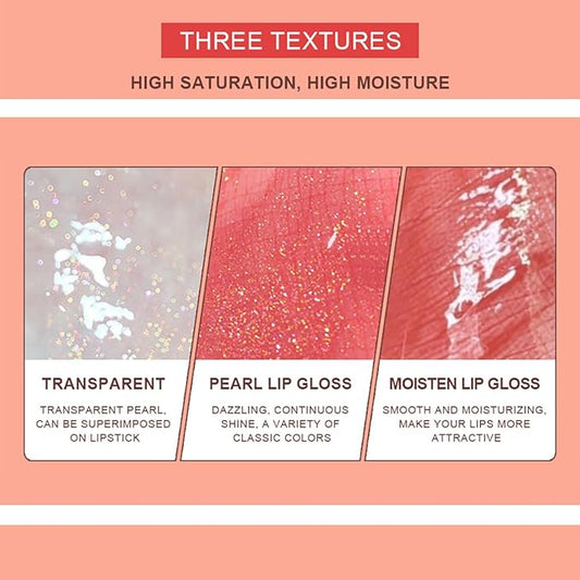 10 Colors Lip Tint Stain Set with Natural Fruits Design, Pearly Lustre Finish, Korean Plumping Lip Gloss Watery Lip Stain (Orange Box)