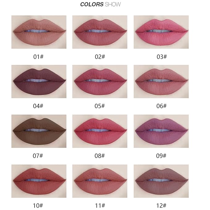 Dulele Lip Liner Pencil Set, 12 PCS Slim Matte Lipliner Pencil, High Pigmented Creamy Nude Lipstick Brown Lip Pencil Natural Lip Makeup