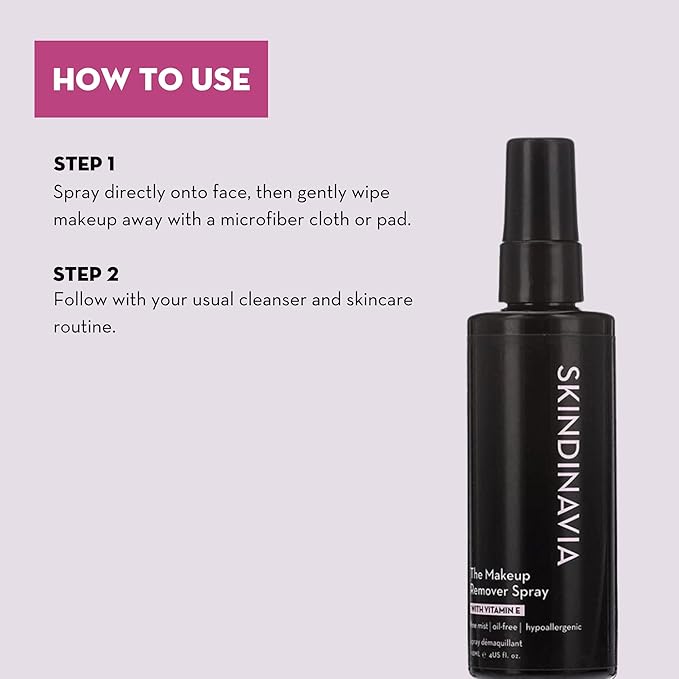 Skindinavia The Makeup Remover Spray - Cleansing Mist Removes Makeup without Drying or Irritating Skin - Hypoallergenic, Gentle & Suitable for Sensitive Skin & Face (4 oz)