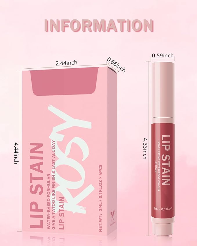 Lip Liner Stain Pen Set-4Pcs Matte Lip Tintr, Longlasting Waterproof Smudgeproof Lip Color, Hydrating Lip Stain Liquid Lip Liner Pencil, Precise Chisel Tip, Lip Makeup Gift for Women-4Pcs