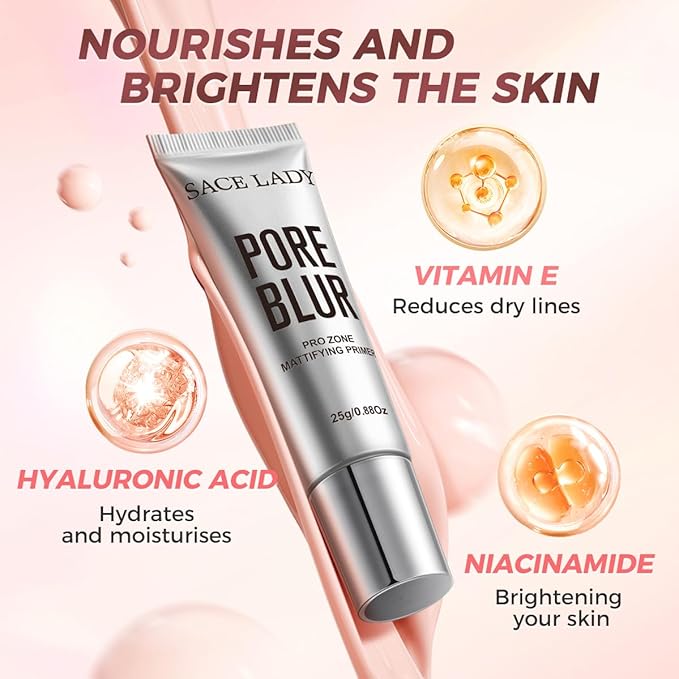 SACE LADY Mattifying Primer Blurs Pores and Fine Lines, Smooths & Hydrates Skin, Helps Foundation Base Makeup Longer for Lasting Matte Natural Finish