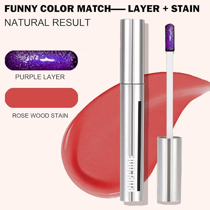 Peel Off Lip Stain - Long Lasting, Transfer Proof and Waterproof Tattoo Lip Tint, Matte Finish Lip Stain Peel Off, Infused with Vitamin E & Algin & Hydroxyacetophenone, #001 Rose Wood