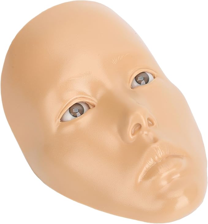 JTLB Makeup Practice Face with Plastic Stand 5D Silicone Full Face Makeup Practice BoardReusable Mannequin Tool for Beginner (Wheat Skin)