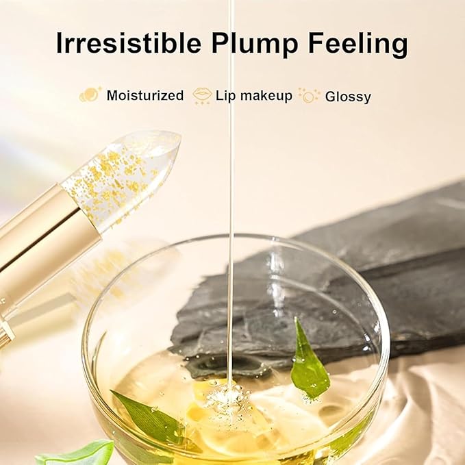 (2pcs) Anti transfer color changing lipstick, gold crystal lipstick, color changing gold foil, female lip stick, long-lasting moisturizing gloss