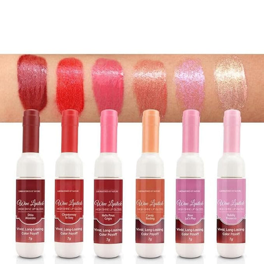 Wine Lip Tint 6 Colors, Waterproof Long Lasting Lip Stain, Non-stick Cup Lip Gloss, Light but Smart, Red and Wonderful, Lipstick Set, Fine Packaging