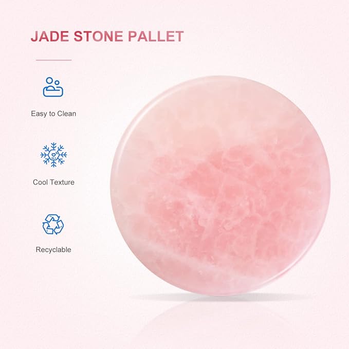 Beaupretty 5 Pieces Grafted Eyelash Jade Stones Eyelash Extension Pallet Holder Round Pallet Pad Resin Nail Art Plate Palette Makeup Palette (Pink)