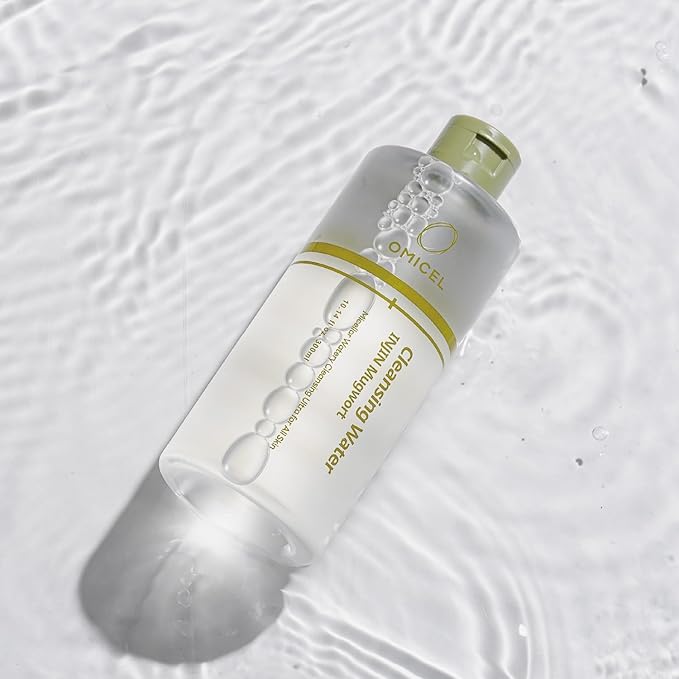 INJIN Mugwort Mineral Cleansing Water (1 Count) - Gentle Makeup Remover | Micellar Water with Tea Tree Leaf Water | Glucose-Infused Formula for Effective Cleansing