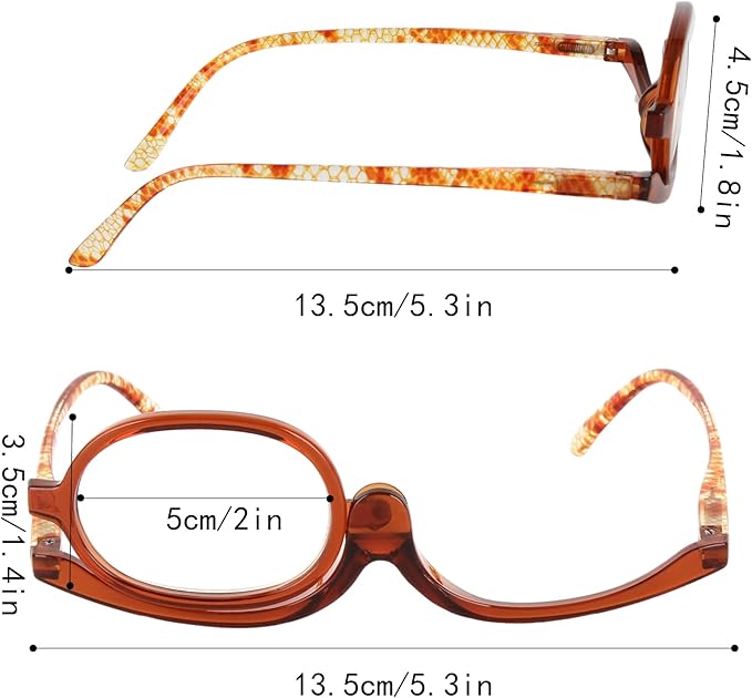 Aisi Women Magnifying Makeup Glasses Eye Make Up Spectacles Flip Down Lens Folding Cosmetic Glasses