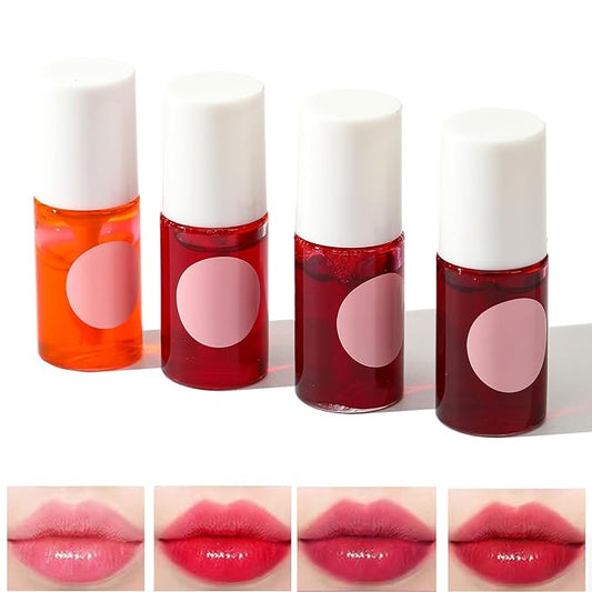 Lip Tint Stain Set, Long Lasting Lip Makeup, Gloss bling Non-sticky (4 Colors)