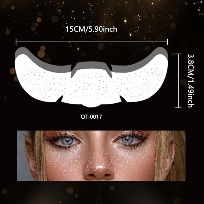 8Ps Face Glitter Speckles Patches, 2Colors 4Styles Glitter Freckles Face Tattoo, Glow Up Makeup Patches, Cute Glitter Makeup Accessories for Women, Cosmetic Glitter for Face Gift