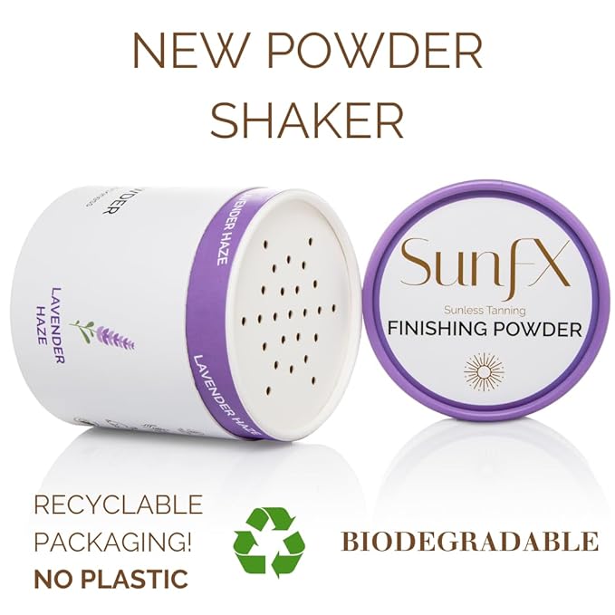 SunFX Post Spray Tan Translucent Finishing Powder | Talc-Free Bronzing & Setting Powder | Lightweight Shimmer Glow Enhancer | Vegan, Non-Comedogenic, Matte Finish | Sunless Tanning (lavender Haze)