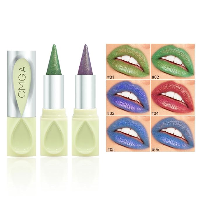 6 Colors 2 in 1 Gradient Lip Liner and Lipstick Lip Combo Set, Matte Red Green Blue Chameleon Lip Liner Creamy Lip Pencil Crayon, High Pigmented Long lasting Lipstick Makeup Gifts for Women