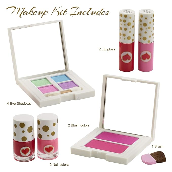 Toysical Makeup Kit for Teens - “LOVE” Makeup Gift Set for Young Teens, Girls or Women - Includes Eyeshadow Palette, Lip glosses, Blushes, Nail Polishes - Full Starter Kit for Beginners