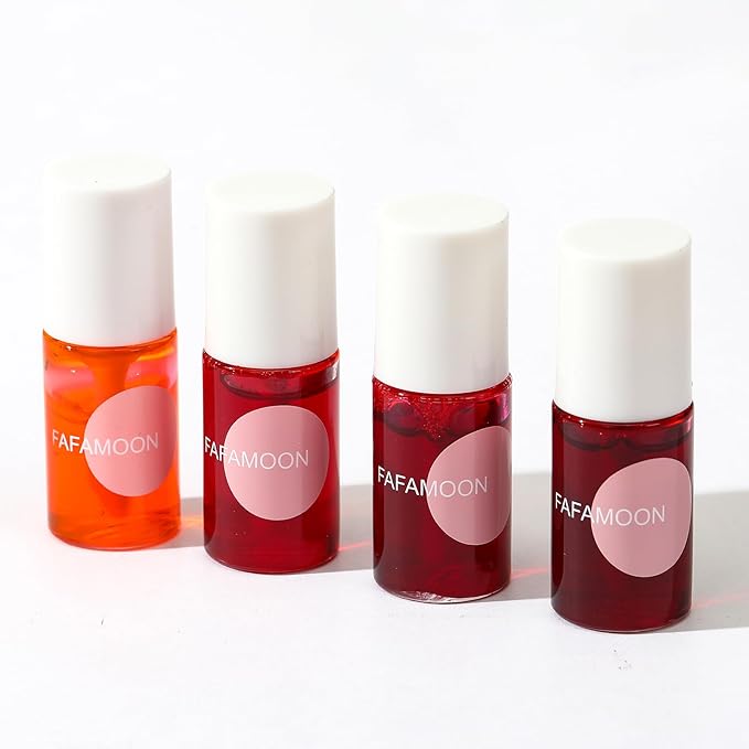 4PCS Lip Tint Stain Set,Mini Liquid Water Tint,Korean Lip Gloss Moisturizing Natural,Long Lasting Waterproof,Multi-Use Lip and Cheek Tint