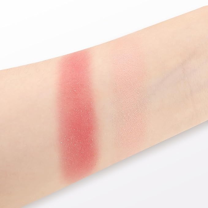 Boobeen Blush Contour Highlighter Makeup Palette, 2 Color Shimmer Smooth Powder Palette for Blush, Highlighting, Contouring the Face, Blendable Compact Highlight Contour Set