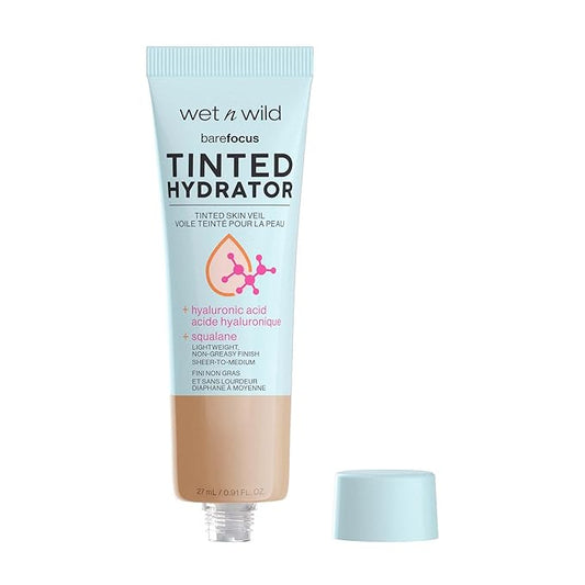 wet n wild Bare Focus Tinted Hydrator Matte Finish, Medium Tan, Oil-Free, Moisturizing Makeup | Hyaluronic Acid | Sheer To Medium Coverage