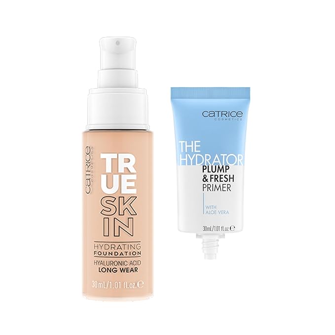 Catrice | True Skin Foundation 07 & The Hydrator Plump & Fresh Primer Bundle | Full Coverage Makeup | Vegan & Cruelty Free