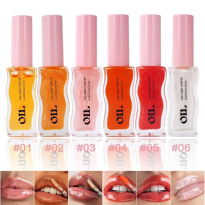 Honey Infused Hydrating Lip Oil Lip Gloss with Honey Tropical Scent, High-Shine Non-Sticky Formula for Dry Lips, 8ml (Ice Cream, Lip Oil-6)