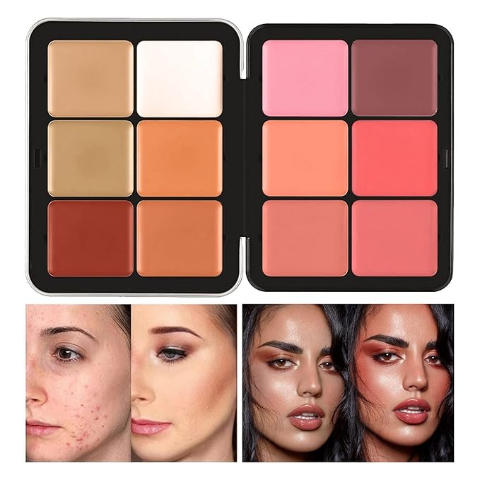 12 Color Concealer Palette Correcting Concealer Cream 12 Color Concealer Foundation Palette,Long-Wearing Full Coverage Makeup