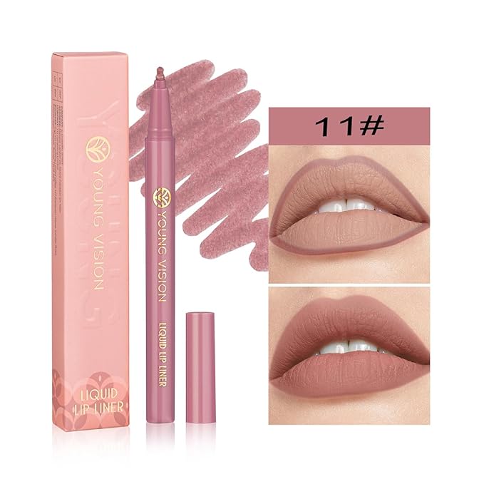 YOUNG VISION Gourd-Shaped Precision Liquid Lipstick & Lipliner - Nude Matte Shades