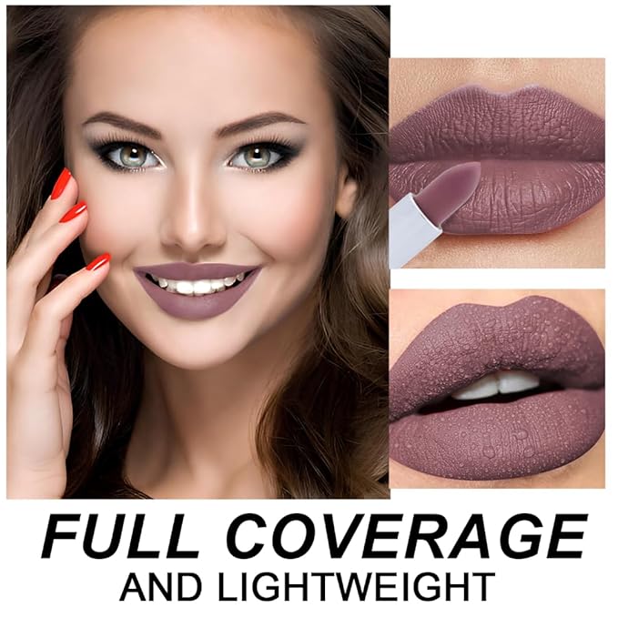Matte Bullet Long Wear Lipstick - Vegan and Cruelty-Free - Smudge and Waterproof Matte Lipstick with Moisturizing Formula - All Day Comfort - (Mauve Magic #18)