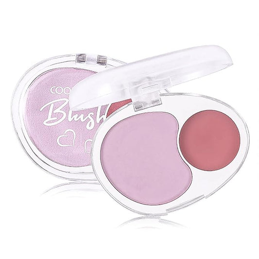 Dual-Tone Face Blush Palette for Cheeks - Waterproof, Long-Lasting, Satin Finish, Creamy Texture, Sculpting, All Skin Tones, Squalane, Highlighting, for Home, Travel, Makeup 2 Tone Tint 2#