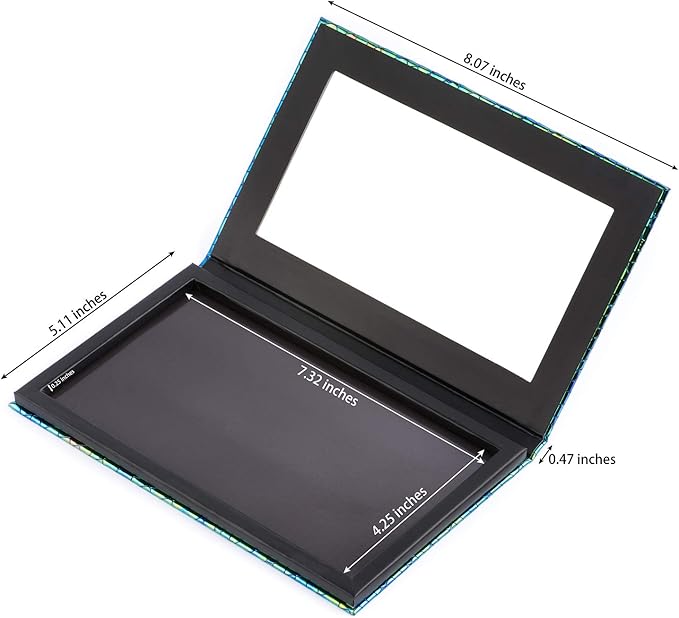 Allwon Magnetic Palette Mermaid Empty Makeup Palette with Mirror and 30Pcs Adhesive Empty Palette Metal Stickers for Eyeshadow Lipstick Blush Powder (Green)