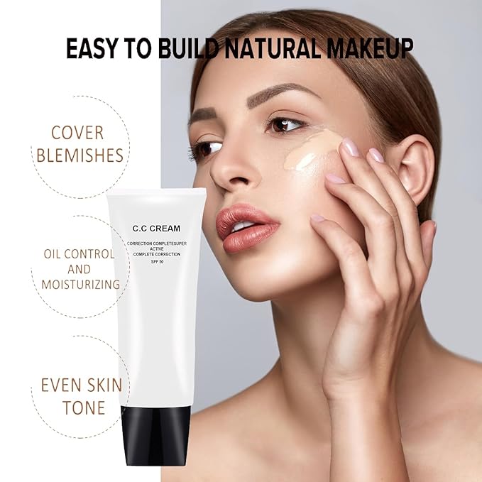 2Pcs CC Cream Skin Tone Adjusting with SPF 50, Complete Correction Active Formula, 30ml (Natural, 2Pcs)