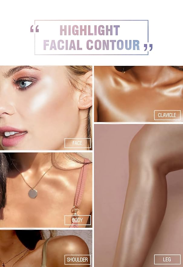 8 Colors Face Highlighter Makeup Palette,Shimmer Glitter Multichrome Highlight Powder,All Sparkling Shades Can Be layered or Worn Individually to Enhance and Brighten Your Face Features