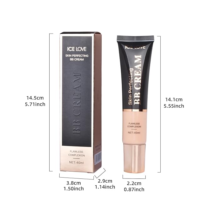 LAMUSELAND BB Cream Foundation, Full Coverage Hydrating Oil-Free Tinted Moisturizer Cream, Color Correcting Long-lasting BB Cream for All Skin Tones (Lvory Fair, M)